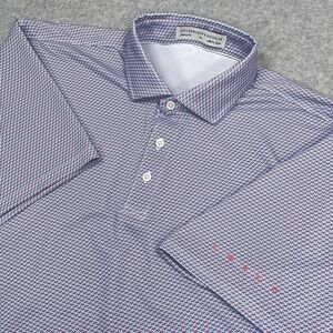 Holderness & Bourne Polo Shirt Mens XL Pink Blue Geometric Lexus Auto The Phelps